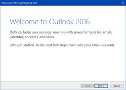 Outlook Welcome screen