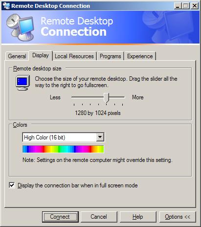 RDP Display Settings