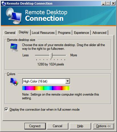 RDP Display Settings
