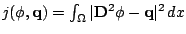 $ j(\phi,{\bf q})=\int_{\Omega} \vert{\bf D}^2\phi-{\bf q}\vert^2 dx$